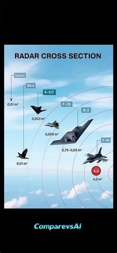 Radar Cross Section Comparison: Insect vs Bird vs F117 vs F35 vs B2 vs F16#shorts