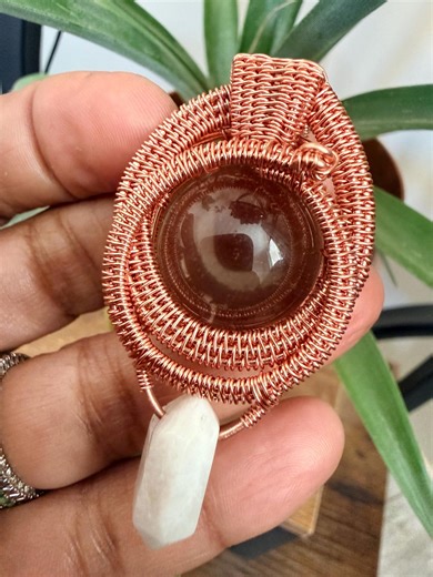 Wire Wrapped Clear Quartz Crystal Ball Pendant With White Quartz Point, ( With Free Copper Ball Chain) - Etsy
