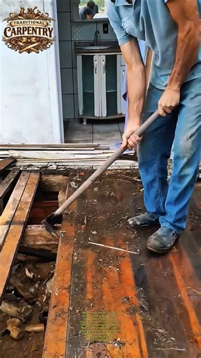 Floor Demolition Made Easy With This Pry Bar! #Renovation #Construction #DIY #woodworking