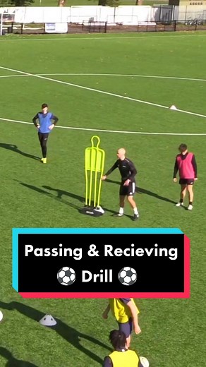 Passing & Recieving Drill 👟 A coaching clip that shows how to receive the pass, give it back and move around a mannequin. footballddrill #footballpassing #passing #grassrootsfootball #grassroots #outfield #footballgames #footballteamworkgame #passingfootball #passingdrills