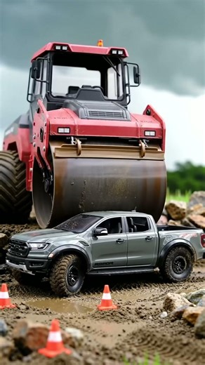 RC Car DESTRUCTION! 💥 Road Roller vs. Lamborghini & Ford Ranger!