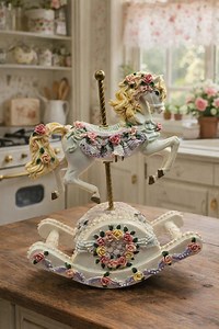 Vintage Carousel Music Box – Floral Rocking Horse, Plays Carousel Waltz - Etsy