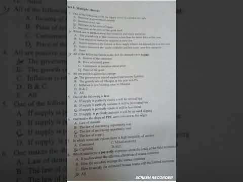 Freshman Economics mid Exam With Answer and Explanation #part1