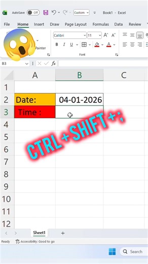 👉 99% Log Nahi Jante 😱 | Shortcut Se Excel Me Date & Time Kaise Insert Kare?