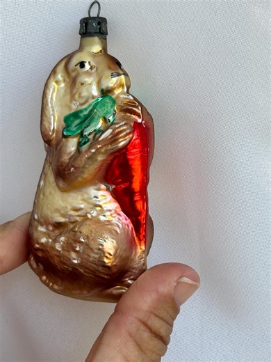 Inge-glass Vintage Antique German Figural Glass Ornament Rabbit Eating Carrot 1930s - Etsy