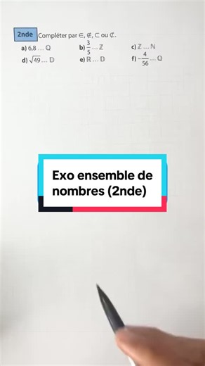 Exercices sur les ensembles de nombres (2nde)