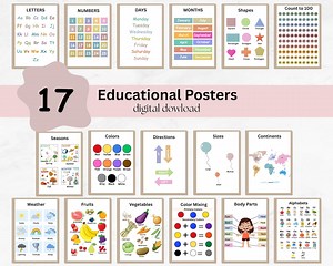 Educational Posters Set | Toddler Learning Printables (PDF Download) - Etsy