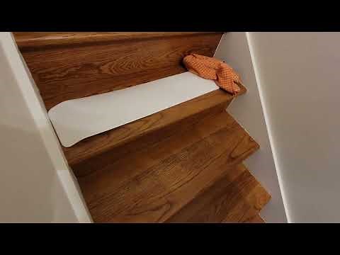 Installing anti-slip tape on hardwood stairs