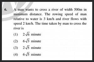 A man wants to cross a river of width 500 \mathrm{m} in the min... | Filo