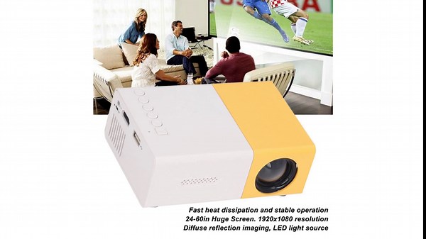Mini Projector, Portable Mini 24 to 60in 1920x1080 Resolution Large Screen Projector for Home Outdoor Theater Movie