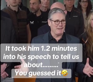 Here’s Keir Starmer jumping on the bandwagon of the Formula 1 success of Lando Norris & McLaren. He tells McLaren staff: