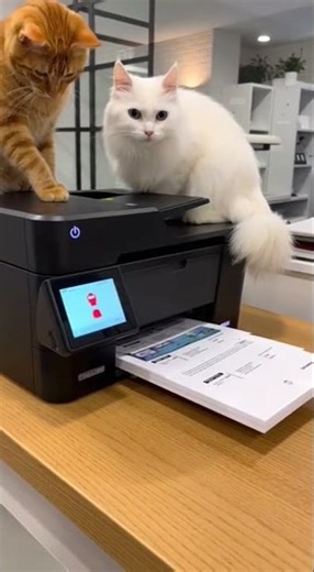 Printer Jam? Or Cat Jam? 😂🖨️ #catshorts #cat #threecats #funny #kitten #cute #cottonpawstyle
