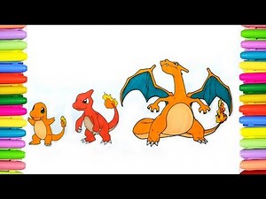 Pokemon coloring book - Charmander, Charmeleon and Charizard