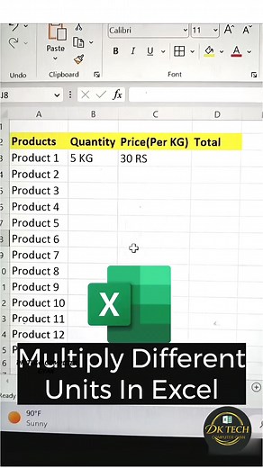 367K views · 3.5K reactions | Multiply Different Units In Excel ‼️ | Pro Excel Trick  #howto #excel #exceltips #exceltutorial #tips #msexceltips #Microsoft365 #Microsoft #MicrosoftCopilot #fbshorts #fb #fbreelsfypシ゚viralシ #fbreels2025ツ #fbreelsfypシ゚ #fbyシvideo #fbreelsfypシ゚viralfbreelsfypシ゚viral #fbshortvideo #viralreelschallenge #dktechcomputergyan | DK TECH Computer GYAN | Facebook