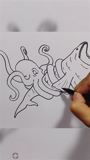 Review - How to Draw Bloop vs Kraken #shorts #drawing #seamonsters #drawingtutorial #art