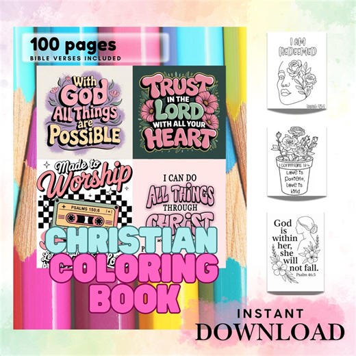 100  CHRISTIAN Coloring Pages, Digital Download, Bible Verses and Imagery - Etsy