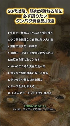 60代以降、筋肉が落ちる前に必ず摂りたいタンパク質食品10選 #60代の暮らし #シニアの食事 #たんぱく質 #タンパク質食品 #筋肉を守る