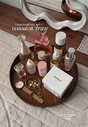 Stylish Round Wooden Tray for Organizing Spaces