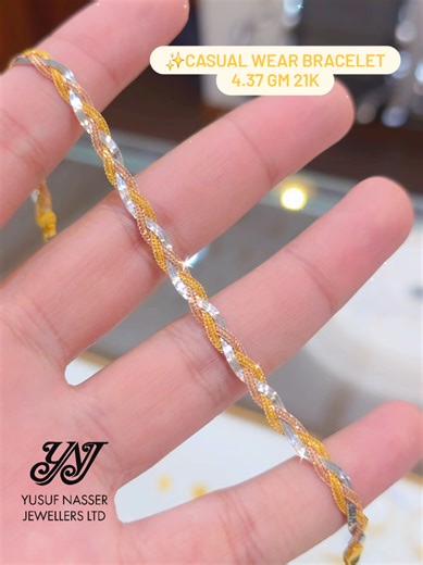 ✨️Casual wear bracelet crafted in 21karatgold . Details; 4.37 grams/21karatgold Price; 2,250,000 tsh (un-settled) . (Note; price is not fixed, will change as prices go higher or lower) . (Gold prices change every minute, we can't mention fix prices ,you can dm us or whatsapp our sales team us so we can give you the live prices of products you select) Contact info;👇🏻 . We accept trade/exchange from old gold jewelry to new gold jewelry at reasonable rates/offers. . Attentive 🛵 Delivery availabl