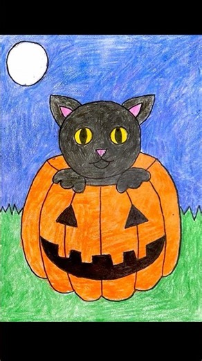Draw a Halloween Cat Tutorial Video for Kids