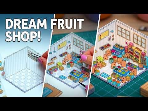 Capybara Diorama Fruit Shop | Miniature Sticker Scene Assembly