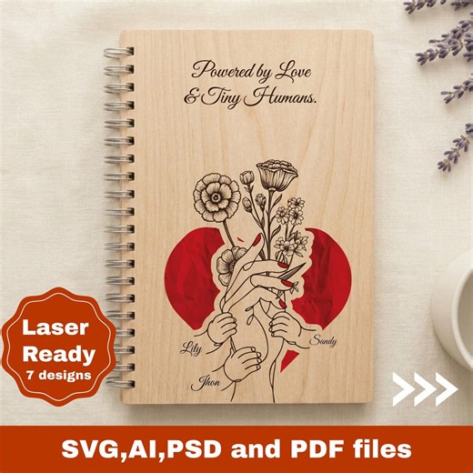 Mother's Day Notebook SVG | Minimalist Line Art Laser Cut File (digital Download) - Etsy