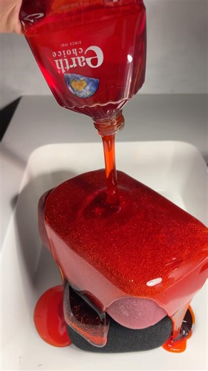 ASMR orange & raspberry dish soap pour on soft epoxy sponges