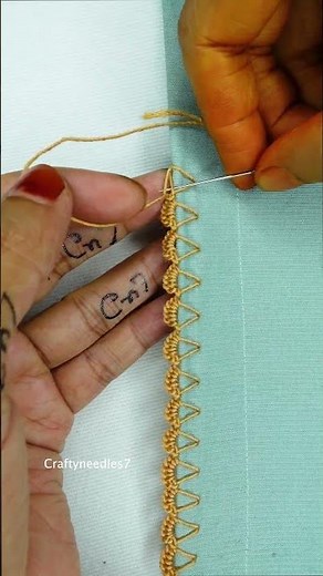 Trendy border lace hand embroidery tutorial #embroidery #loopstitch