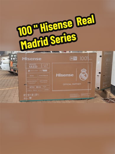 Hisense 100 inches Qled Q7 and Uled Mini U7 Real Madrid Series of 2026 addition with Quantm dot color resolution smart tv is having Ai features available at discounted prices from the main store of hisense kampala uganda #uganda #promotion #foryou #kampala #tiktokuganda