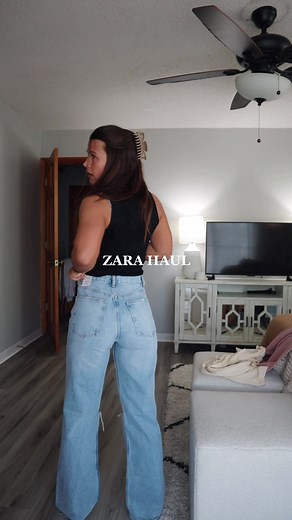 zara try-on haul | high waisted wide leg jeans marine pant #zara #zaraspringhaul #zarahaul #zarawidelegjeans #zaramarinepants #stylingzarawidelegjeans #fyp #foryou #foryoupage #govrial #tryonhaul