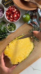 Fresh Del Monte Honeyglow® Pineapple meets strawberries for a sweet savory twist! 🍍🍓 👉 1.5 cups of Fresh Del Monte Honeyglow Pineapple 👉 1 pint strawberries 👉 1 small red onion 👉 1/4 cup fresh cilantro 👉 1 jalapeño 👉 Juice of 1 lime 👉 Zest of half a lime #freshdelmonte #fruit #freshfruit #pineapplesalsa | Del Monte Fresh Produce