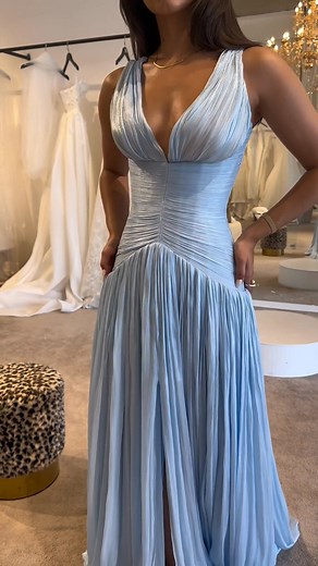 ✨ Effortless elegance in sky blue ✨ A flowy gown made to captivate every glance 💙 Enjoy 10% OFF with code GIFT10 🎉 | MR LUXE US