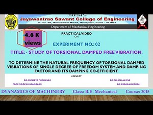 Study of Torsional Damped Free Vibration EXPERIMENT (Practical): 02