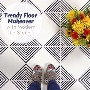 2K views · 27 reactions | Give your outdated floor a modern makeover with our NEW Nola Tile stencil! This geometric design is a perfect money saving alternative to the popular but oh so pricey cement tiles. Who is ready to update their old tile, linoleum, and vinyl floors? | Cutting Edge Stencils | Facebook