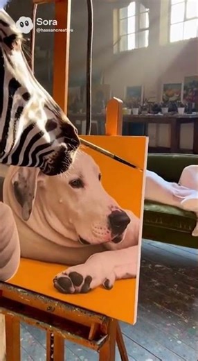 Zebra Making a Dog Painting | Amazing Animal Art | Little World