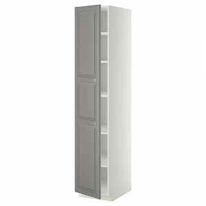 METOD high cabinet with shelves, white/Bodbyn grey, 40x60x200 cm  - IKEA Norway