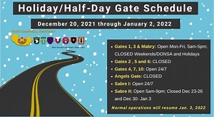 5.6K views · 41 reactions | Holiday/Half-Day Gate Schedule When: Dec. 20, 2021 - Jan. 2, 2022; normal operations will resume Jan. 3, 2022 • Gates 1, 3 and Mabry: Open Monday - Friday 5 a.m. - 5 p.m.; Closed Weekends, DONSAs and Holidays • Gates 2, 5, and 6: Closed • Gates 4, 7, and 10: Open 24/7 • Angels Gate: Closed • Sabre I: Open 24/7 • Sabre II: Open 5 a.m. - 9 p.m.; Closed Dec. 23 - 26 and Dec. 30 - Jan. 3 | U.S. Army Fort Campbell | Facebook