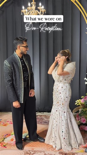 SIMRAN VRUSHABH PATEL on Instagram: "Di’s wedding outfits round up with my gawru✨🥰 My pre reception outfit is also included!!!🤌🏻 [ outfit transition, couple transition reels, couple reels, gawra gawri reels, trending reels, wedding content creation, transition ideas, transition reels, viral reels, gawra gawri wedding ]"
