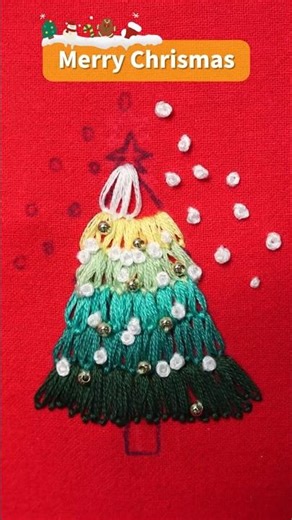 Merry Christmas 🎄 Easy Christmas Tree Hand Embroidery #christmas #embroidery