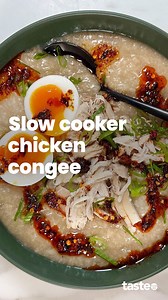 @warrenmendes’ slow cooker chicken congee is the epitome of comfort food. The slow cooker does all the work and the result is a warm, nourishing meal that only takes 10 mins to prep! Recipe by @warrenmendes #slowcookermeals #slowcookermeals #slowcookerrecipes #chickencongee #congee #comfortfood | Taste.com.au