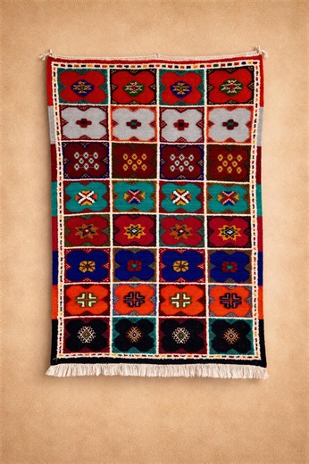 Custom Moroccan Berber Rug – Handmade Amazigh Patchwork Rug – Colorful Geometric Wool Rug – Custom Size Available - Etsy