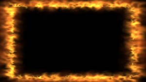 Fire border frame on black background