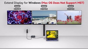 USB C to 3 HDMI Adapter 4K60Hz HDMI Splitter Extended Display 3 Monitors MST HUB USBC Splitter 1 in 3 Out with 100W PD Charging, Compatible with Laptop,PC,USB-C Graphics Card