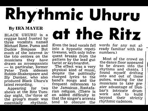 Black Uhuru: 1981/10/13 @ The Ritz, New York City, NY (late show / WBAI-FM broadcast) 2026 remaster
