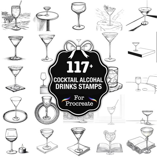 117  Cocktail Alcohol Drinks Procreate Stamps, Drink Illustration Brushes for Procreate, Instant Download - Etsy