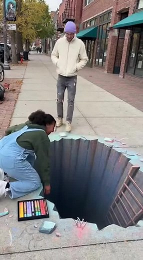 This 3d street pranked everyone#3dprinting #opticalillusion #chalkart #art