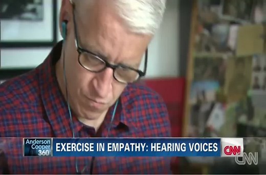 Anderson Cooper tries a schizophrenia simulator.