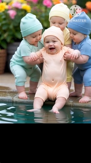Cute Winter Outfits | Four Baby Friends at Poolside | Full of Joy & Innocence 😊