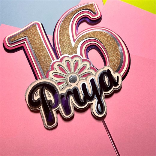 Personalized Glitter Number Cake Topper, Birthday Party Decor - Etsy