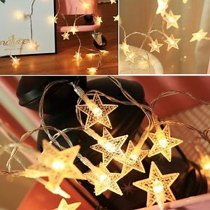 [Hot Item] Battery Operated 8 Mode Metal Hollow Diamond Pendant LED String Light with Timer